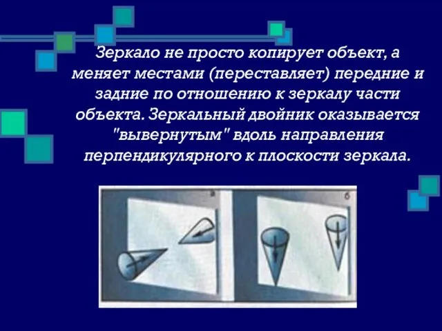 Зеркало не просто копирует объект, а меняет местами (переставляет) передние и