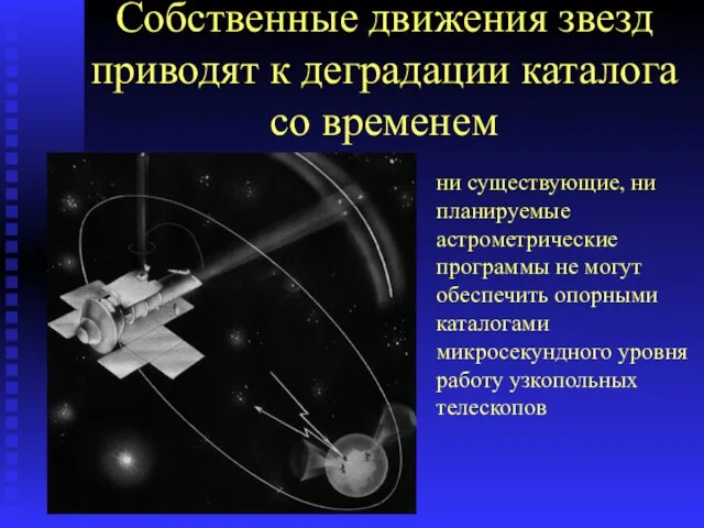 Собственные движения звезд приводят к деградации каталога со временем ни существующие,