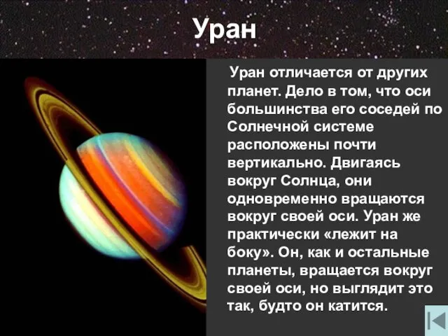 Уран Уран отличается от других планет. Дело в том, что оси