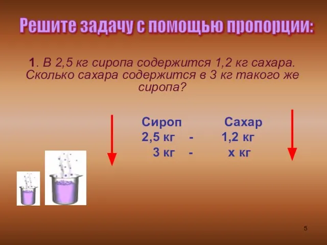 Сироп Сахар 2,5 кг - 1,2 кг 3 кг - х