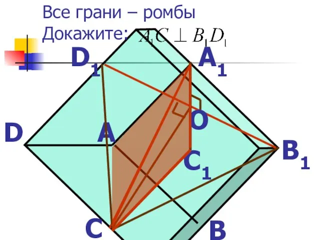 A1 D D1 C1 C B A B1 Все грани – ромбы Докажите: О