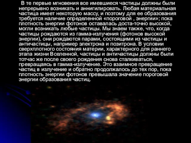 В те первые мгновения все имевшиеся частицы должны были непрерывно возникать