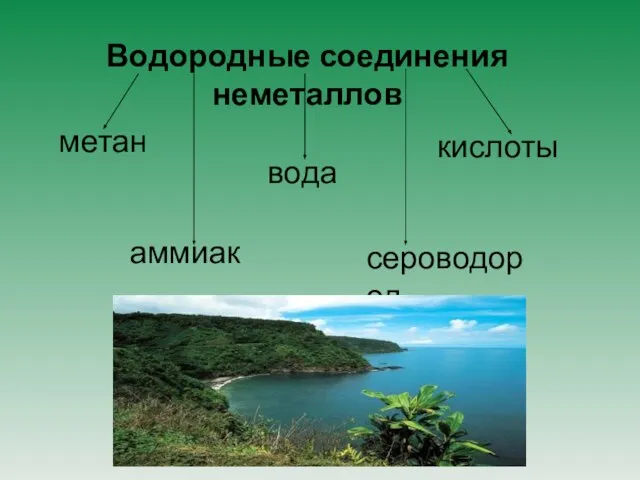 Водородные соединения неметаллов метан аммиак вода сероводород кислоты