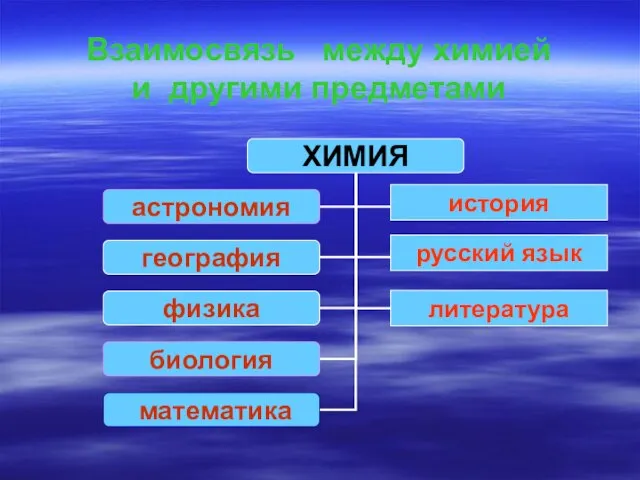 Взаимосвязь между химией и другими предметами история русский язык литература