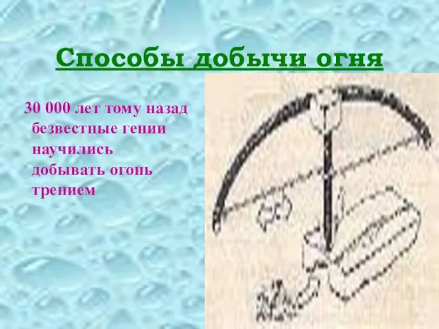 Способы добычи огня 30 000 лет тому назад безвестные гении научились добывать огонь трением