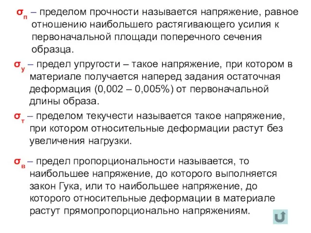 σв – предел пропорциональности называется, то наибольшее напряжение, до которого выполняется