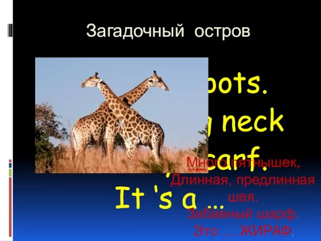 Загадочный остров A lot of spots. A long, long neck A