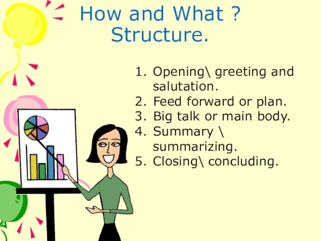 How and What ? Structure. Opening\ greeting and salutation. Feed forward