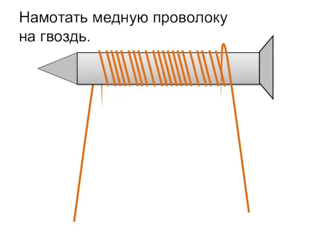 Намотать медную проволоку на гвоздь.