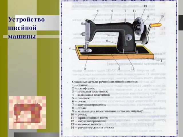 * Устройство швейной машины