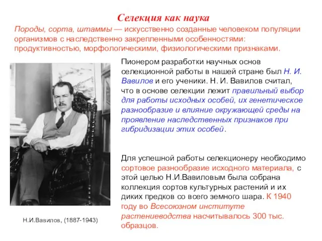 Породы, сорта, штаммы — искусственно созданные человеком популяции организмов с наследственно