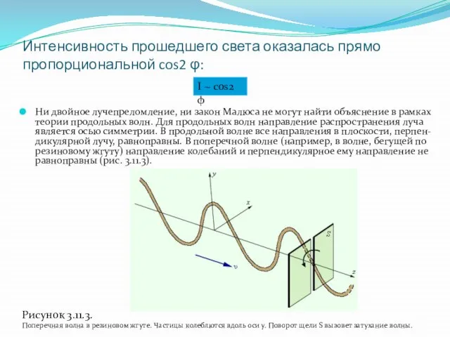 Интенсивность прошедшего света оказалась прямо пропорциональной cos2 φ: Ни двойное лучепреломление,