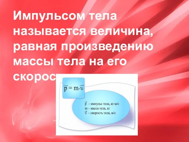 Импульсом тела называется величина, равная произведению массы тела на его скорость: