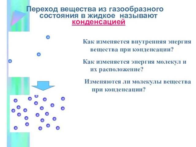 Переход вещества из газообразного состояния в жидкое называют конденсацией Как изменяется