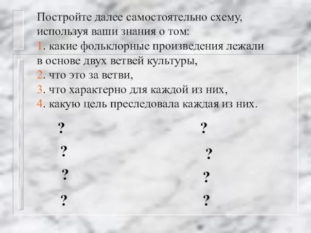 Постройте далее самостоятельно схему, используя ваши знания о том: 1. какие