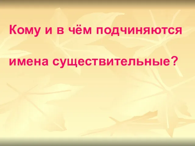 Кому и в чём подчиняются имена существительные?