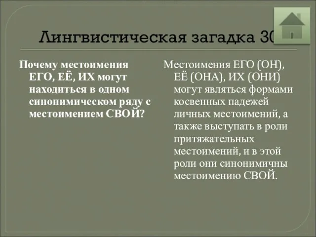 Лингвистическая загадка 30 Почему местоимения ЕГО, ЕЁ, ИХ могут находиться в