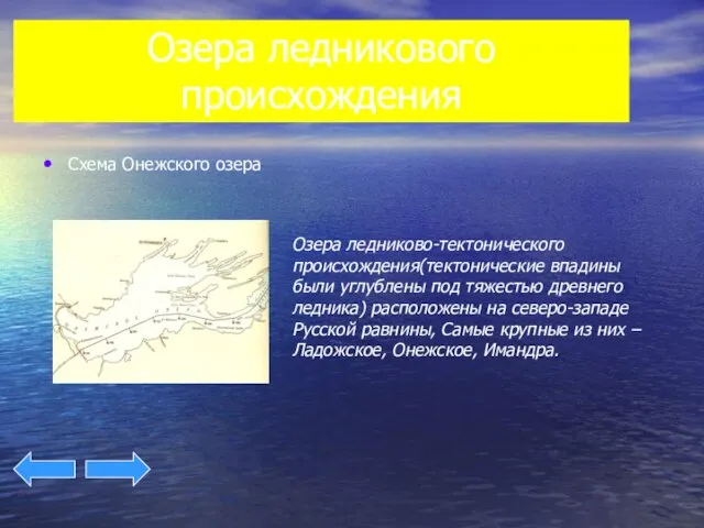 Озера ледникового происхождения Схема Онежского озера