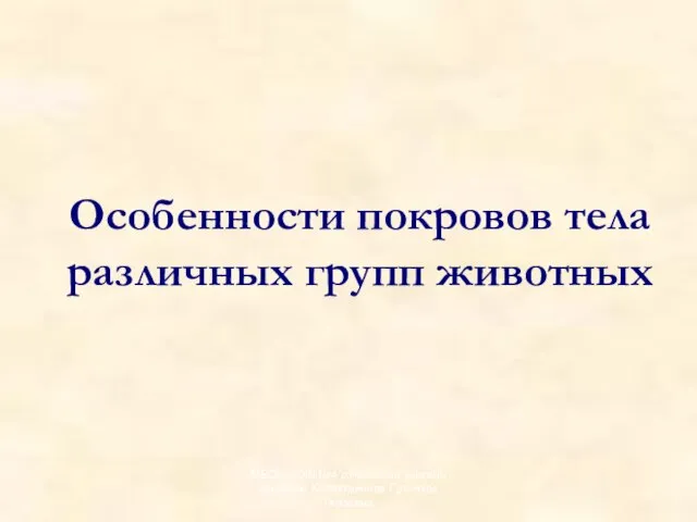 Особенности покровов тела различных групп животных МБОУ СОШ №4 с.Раевский учитель биологии Хуснутдинова Гульнара Гаязовна