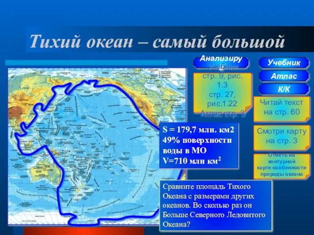 Тихий океан – самый большой Учебник Атлас К/К Читай текст на