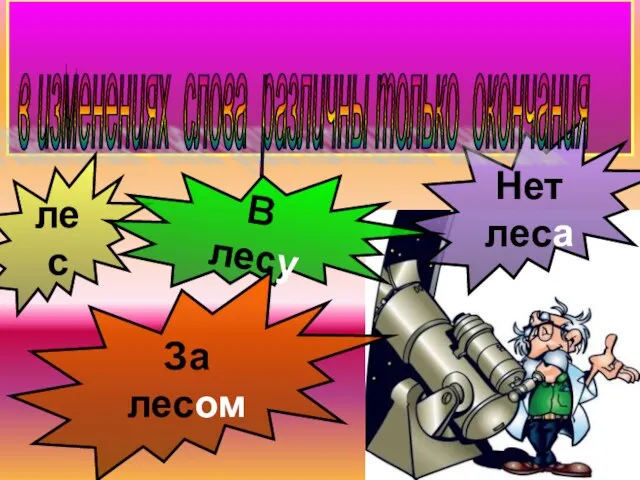 Нет леса в изменениях слова различны только окончания лес В лесу За лесом