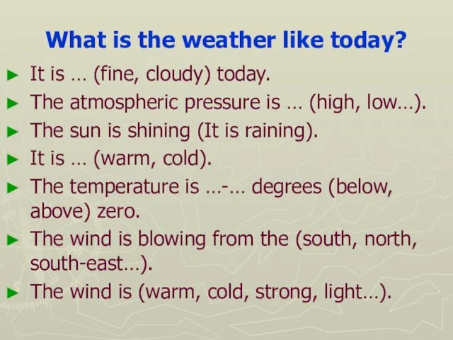 What is the weather like today? It is … (fine, cloudy)