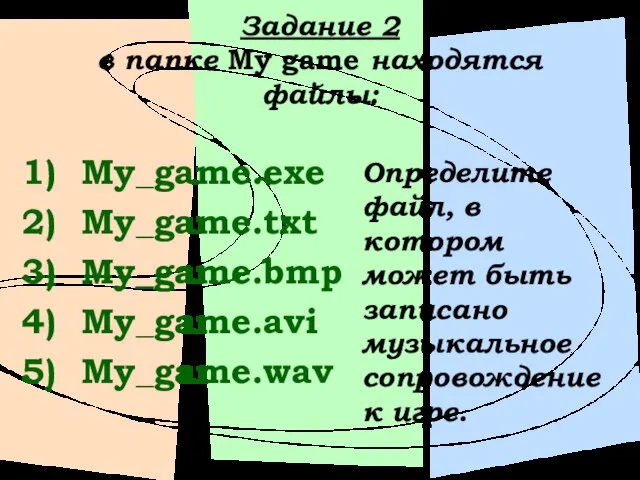 Задание 2 в папке My game находятся файлы: My_game.exe My_game.txt My_game.bmp