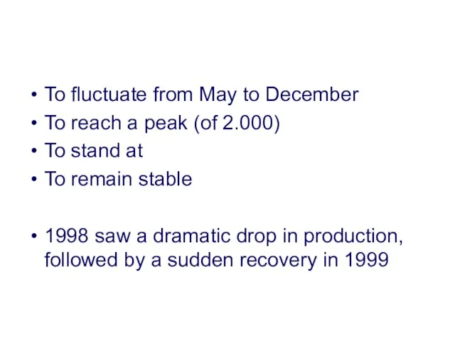 To fluctuate from May to December To reach a peak (of