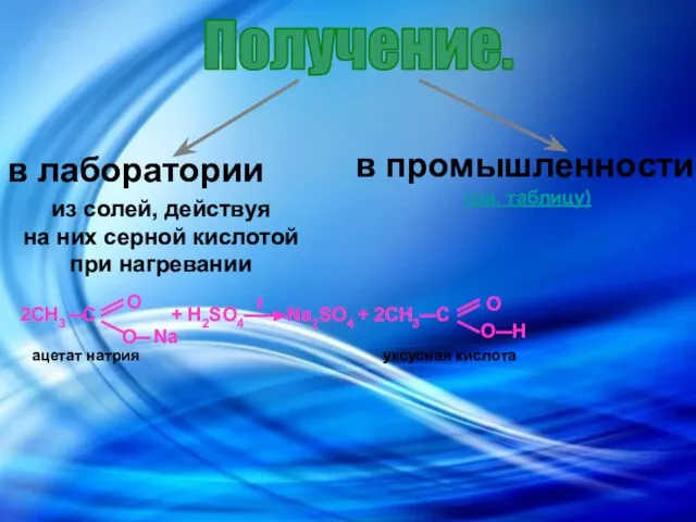 в лаборатории в промышленности Получение. из солей, действуя на них серной