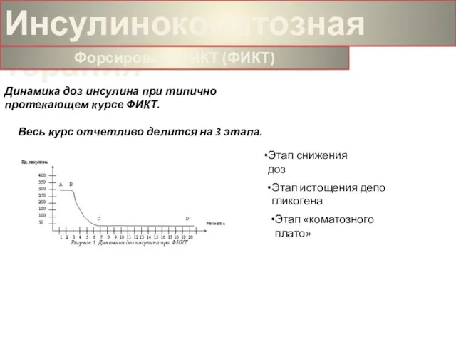 Динамика доз инсулина при типично протекающем курсе ФИКТ. Весь курс отчетливо