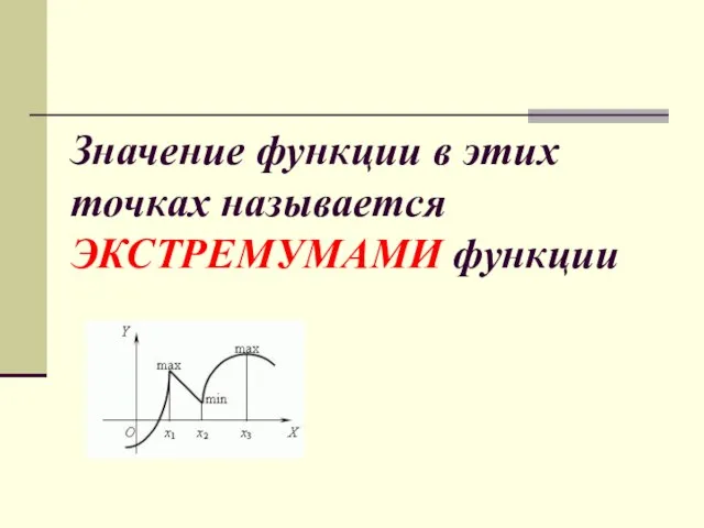 Значение функции в этих точках называется ЭКСТРЕМУМАМИ функции