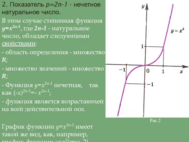 2. Показатель р=2n-1 - нечетное натуральное число. В этом случае степенная