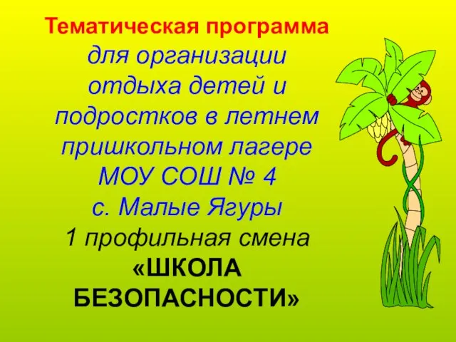 Тематическая программа для организации отдыха детей и подростков в летнем пришкольном