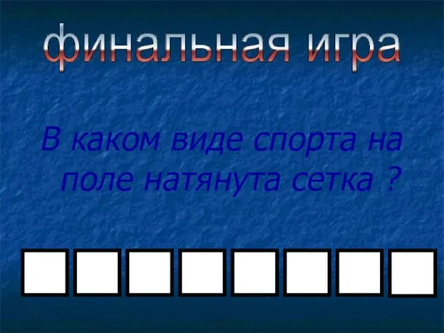 В каком виде спорта на поле натянута сетка ? финальная игра