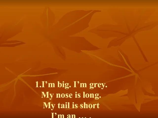 1.I’m big. I’m grey. My nose is long. My tail is