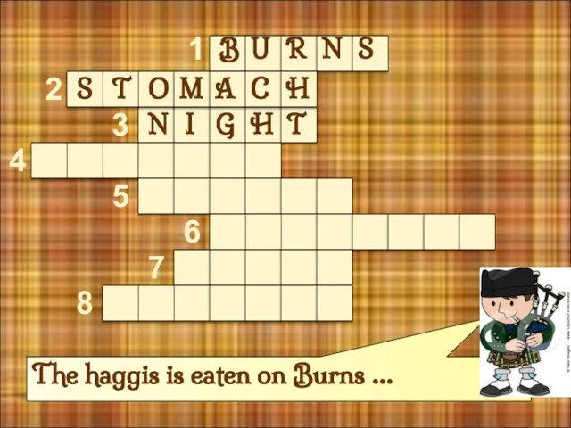 The haggis is eaten on Burns … 1 2 3 4