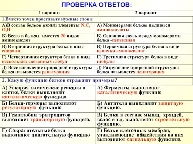 ПРОВЕРКА ОТВЕТОВ: