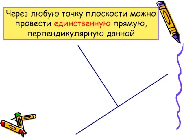 Через любую точку плоскости можно провести единственную прямую, перпендикулярную данной