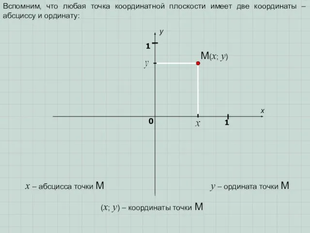 x y 1 0 1 Вспомним, что любая точка координатной плоскости