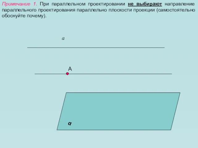 Примечание 1. При параллельном проектировании не выбирают направление параллельного проектирования параллельно