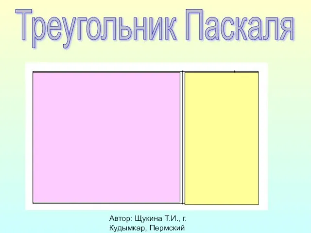 Автор: Щукина Т.И., г. Кудымкар, Пермский край Треугольник Паскаля