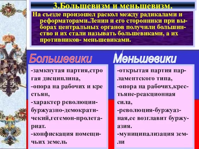 На съезде произошел раскол между радикалами и реформаторами.Ленин и его сторонники