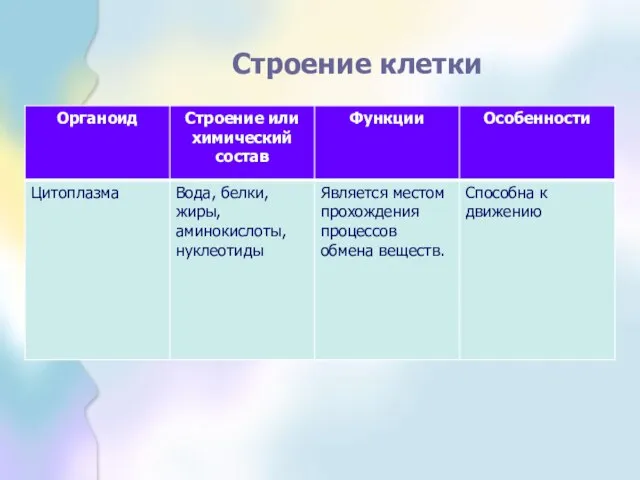 Строение клетки