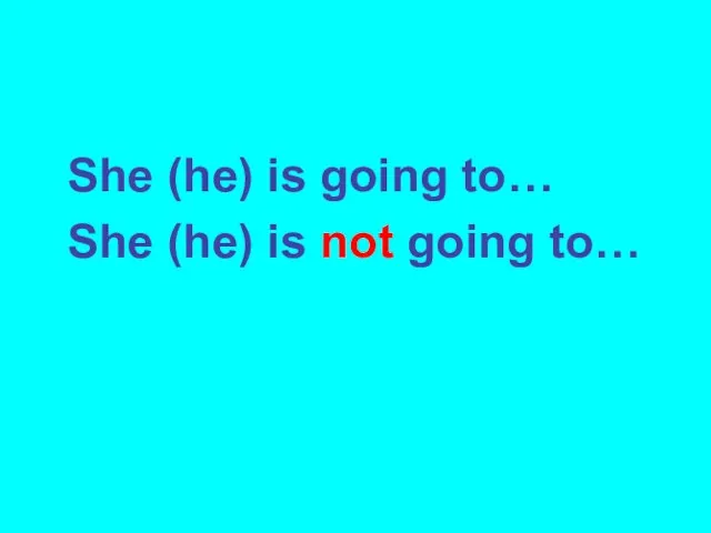 She (he) is going to… She (he) is not going to…