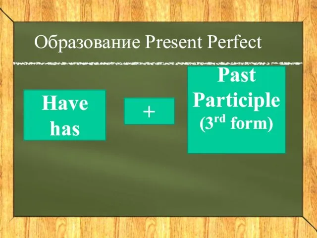 Образование Present Perfect Have has + Past Participle (3rd form)