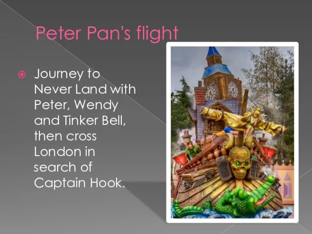 Peter Pan's flight Journey to Never Land with Peter, Wendy and