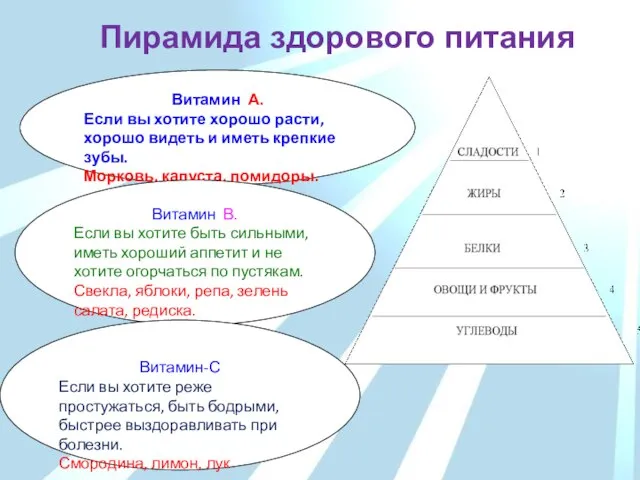 Пирамида здорового питания Витамин А. Если вы хотите хорошо расти, хорошо