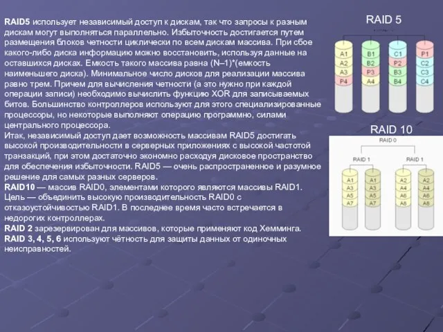 RAID5 использует независимый доступ к дискам, так что запросы к разным