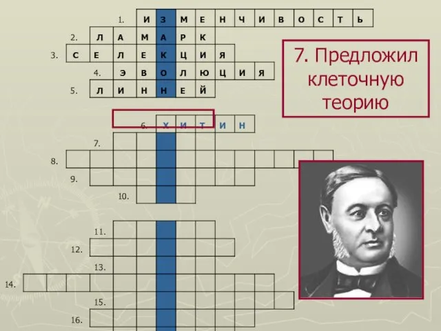 7. Предложил клеточную теорию