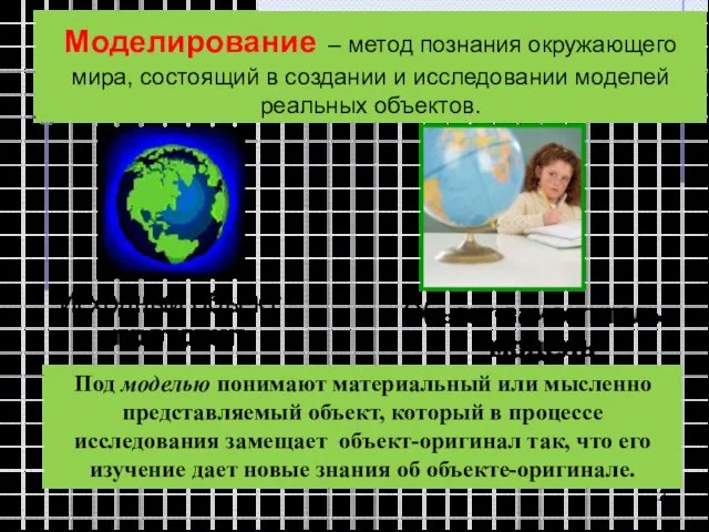 Моделирование – метод познания окружающего мира, состоящий в создании и исследовании